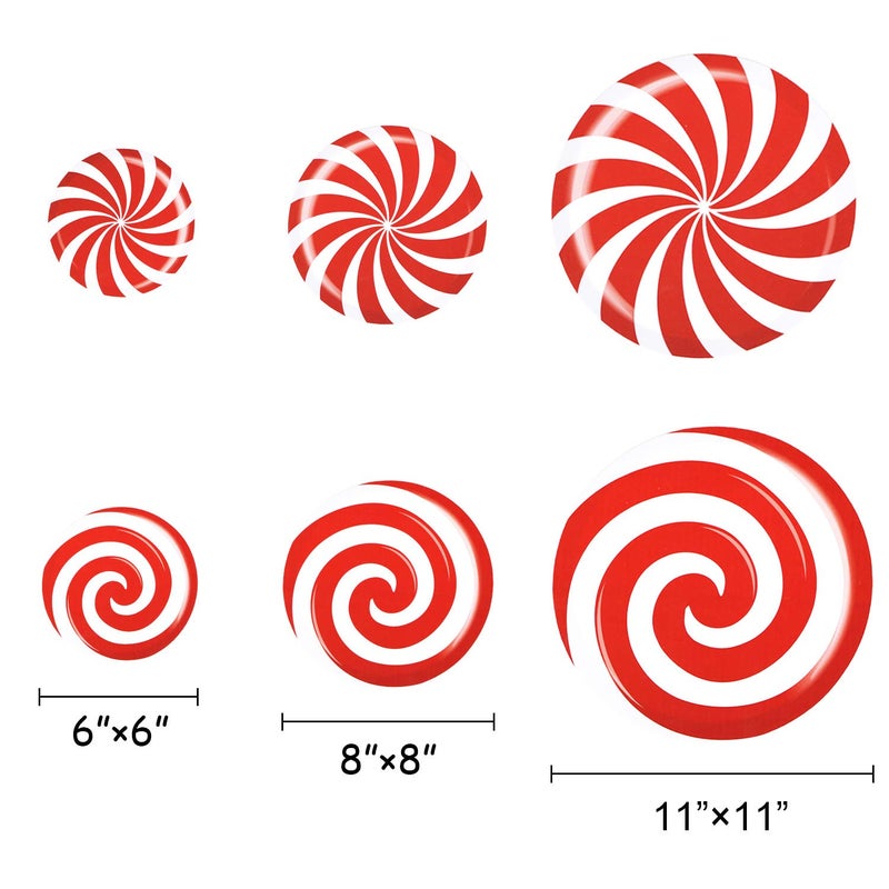 Alpurple 24 PCS Peppermint Floor Decals Stickers-3 Sizes Self-Adhesive Design Christmas Candy Stickers,Floor Window Clings for Christmas Valentine's Day Candy Party Decorations - Image 3